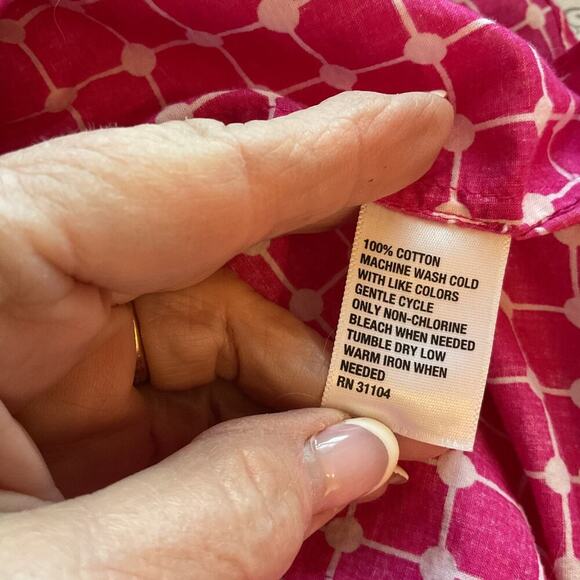 Crown & Ivy Pink & White Button Front Long Sleeve Cotton Top XL - Picture 4 of 5